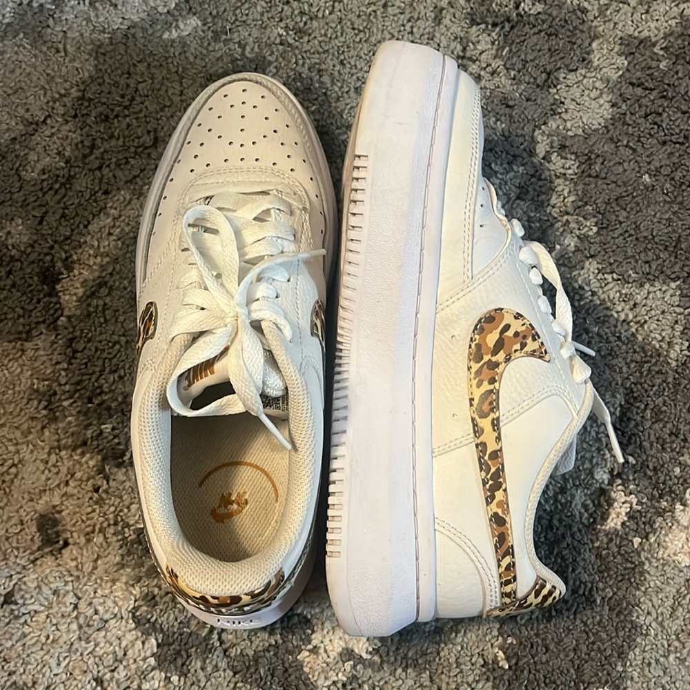 Nike White and Leopard Print Sneakers